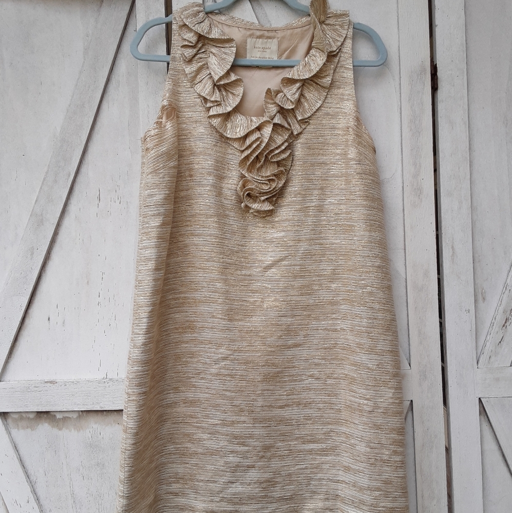 Kate spade gold metallic shift dress size 8!